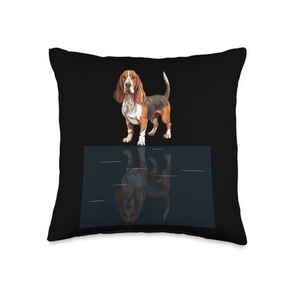 Basset Hound Stuffed Animal Basset Hound Shirt Men Shirts Women Decor Basset Hound Throw Pillow, 16x16, Multicolor