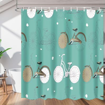 bisibuy Creative Bicycle Shower Curtain for Bathroom Modern Farmhouse Shower Curtain Set with 12 Hooks Water-Resistant Bathroom Curtains Bathroom Accessories 72" x 72"