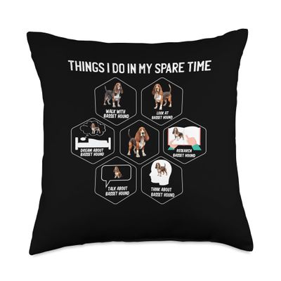 Basset Hound Stuffed Animal Basset Hound Shirt Men Shirts Women Decor Basset Hound Throw Pillow, 18x18, Multicolor