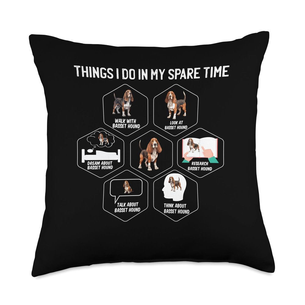 Basset Hound Stuffed Animal Basset Hound Shirt Men Shirts Women Decor Basset Hound Throw Pillow, 18x18, Multicolor