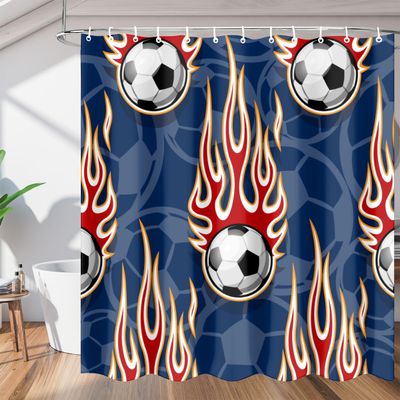 bisibuy Soccer Flame Blue Farmhouse Shower Curtains for The Bathroom Dorm Shower Curtain 72" x 72" Decorative Shower Curtains Funny Cool Bathroom Accessories and Decor