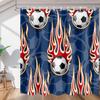 bisibuy Soccer Flame Blue Farmhouse Shower Curtains for The Bathroom Dorm Shower Curtain 72" x 72" Decorative Shower Curtains Funny Cool Bathroom Accessories and Decor view 1