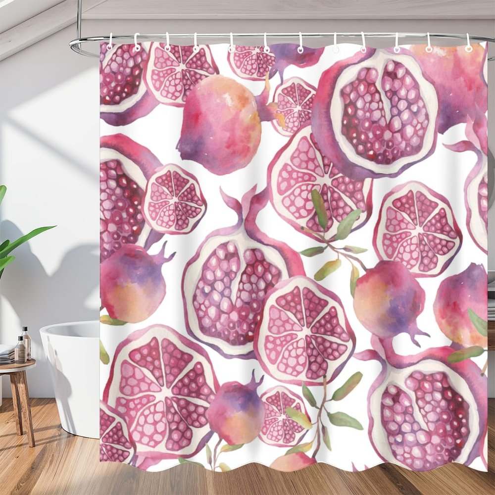 bisibuy Pomegranate Shower Curtain for Bathroom Modern Farmhouse Shower Curtain Set with 12 Hooks Water-Resistant Bathroom Curtains Bathroom Accessories 72" x 72"