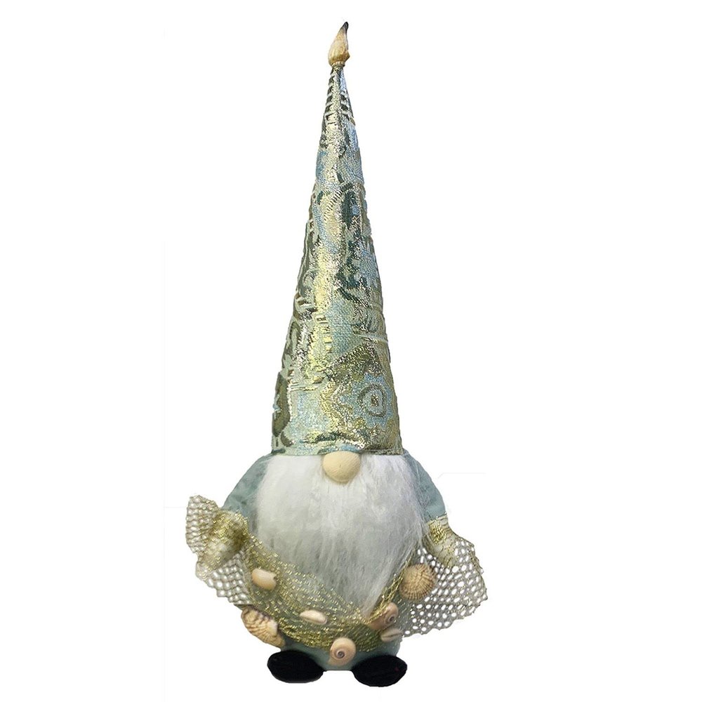 CC Christmas Decor 15" Seaside Gnome with Casting Net and Sea Shells