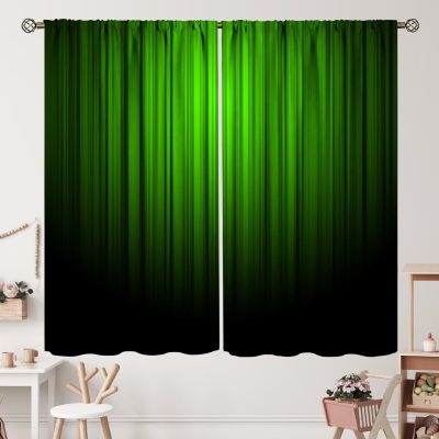 Green and Black Curtains Ombre Gradient Simple Style Art Fun Unique Boho Bright Blackout Rod Pocket Curtains for Bedroom Living Room Kitchen Thermal Insulated Window Drapes 2 Panels 52x84in