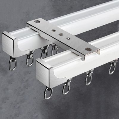 Ceiling Curtain Track, Ceiling Mounted/Wall Mount, Double Track Curtain Rod, Complete Accessories Set (Color : W-b-2, Size : 4.6ft/1.4m)
