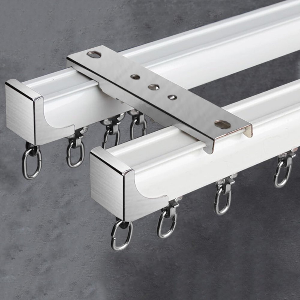 Ceiling Curtain Track, Ceiling Mounted/Wall Mount, Double Track Curtain Rod, Complete Accessories Set (Color : W-b-2, Size : 4.6ft/1.4m)