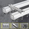 Ceiling Curtain Track, Ceiling Mounted/Wall Mount, Double Track Curtain Rod, Complete Accessories Set (Color : W-b-2, Size : 4.6ft/1.4m) view 2