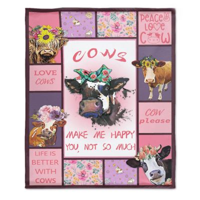 Cows Blanket Gifts Ultra Soft Cozy Throw Flannel Blanket, Lightweight Fuzzy Fleece Blanket Warm Plush Throw Blankets for Couch, Sofa, Bed 90"x120" for Family
