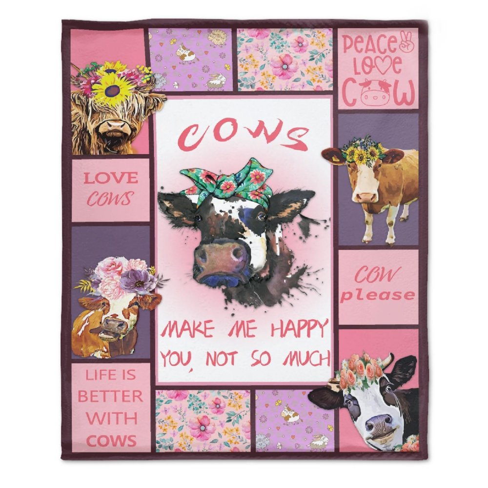 Cows Blanket Gifts Ultra Soft Cozy Throw Flannel Blanket, Lightweight Fuzzy Fleece Blanket Warm Plush Throw Blankets for Couch, Sofa, Bed 90"x120" for Family