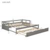 Merax Modern Extending Daybed with 2 Pop Up Trundle Beds Twin to King Wood Sofa Day Bed with Headboard No Box Spring Needed Grey view 2