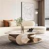 NIUYAO Oval Coffee Table, Modern Minimalist Shape Slate Tabletop with Stainless Steel Base for Living Room Balcony Lounge -Gold 55" L x 27.5" W x 16" H view 4