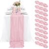 10 Pcs Light Pink Cheesecloth Table Runner 10FT, Gauze Table Runner for Wedding Reception Sheer Bridal Shower Birthday Party Boho Table Decoration, Rustic Romantic Wedding Runner view 1