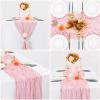 10 Pcs Light Pink Cheesecloth Table Runner 10FT, Gauze Table Runner for Wedding Reception Sheer Bridal Shower Birthday Party Boho Table Decoration, Rustic Romantic Wedding Runner view 3