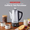 Elite Gourmet EC140 Electric 6-Cup Coffee Percolator with Keep Warm, Clear Brew Progress Knob Cool-Touch Handle Cord-less Serve, Stainless Steel view 2