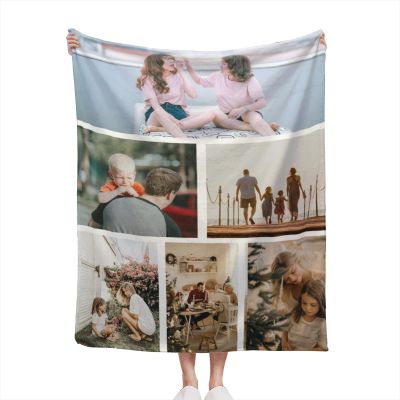 YOTQUULKI Custom Blankets with Photos Personalized Collage Blanket Using My Own Pictures for Couple Pets Birthday Anniversary Valentine's Day Christmas Wedding Gifts 6 Photos 60"x80"