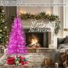 Liguanow 4ft Artificial Full Pink Christmas Tree with Separate Lights, Not Pre-lit Mini Pink Tinsel Pine Christmas Tree, 50 Lights, Small Xmas Tree for Home, Office, Party Decoration, Indoor view 3