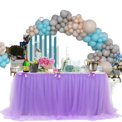 DHAEY Table Skirts Birthday Party Decorations 9ft Table Skirt Ruffle Tablecloth for Graduation Banquet Wedding Bridal Shower, Indoor and Outdoor (Color : White, Size : L14ft*H30 in)