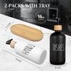 Arktek Glass Soap Dispenser Set with Tray, 2 Pack Hand and Dish Soap Dispenser Set for Bathroom and Kitchen Bottle Dispenser with Dish Soap, Hand Soap, Lotion 17 Oz (Black & White) view 2