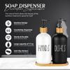 Arktek Glass Soap Dispenser Set with Tray, 2 Pack Hand and Dish Soap Dispenser Set for Bathroom and Kitchen Bottle Dispenser with Dish Soap, Hand Soap, Lotion 17 Oz (Black & White) view 3