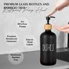 Arktek Glass Soap Dispenser Set with Tray, 2 Pack Hand and Dish Soap Dispenser Set for Bathroom and Kitchen Bottle Dispenser with Dish Soap, Hand Soap, Lotion 17 Oz (Black & White) view 4