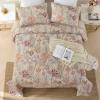 WONGS BEDDING Floral Quilt Set King Size, Khaki Botanical King Bedspread Bedding Sets Soft Lightweight Microfiber Flower Coverlet Set 3 Pieces for All Season (104"x90") view 3