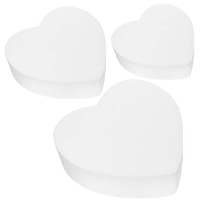 PAREKS 3pcs Foam Cake Dummy Heart Shaped Fake Model Polystyrene Foam Cake Dummies Display for Faux Fake Wedding Cakes Polystyrene Cake for Cake Decorating Practicing/1049