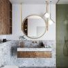 40cm/50cm/60cm/70cm Round Mirror, Circle Wall Mirror with Gold Metal Framed, Ceiling-mounted Mirror for Bathroom, Bedroom, Living Room, Entryways, Washrooms and More ( Size : Diameter-50CM/19.7INCH ) view 1
