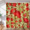 bisibuy Decorative Flower Shower Curtains Modern Farmhouse Fabric Shower Curtain Gold Red Bathroom Curtain Set with Hooks 72"x72" view 1