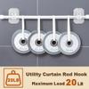 2PCS No Drill Curtain Rod Brackets,Curtain Rod Holders No Drilling,Adhesive Curtain Rod Hooks,Nail Free Adjustable Curtain Hangers,Lokinsetin Perforated Non Nail Screw Stick On Sticky Drape Pole Stand view 4