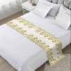 Yellow White Flower Bed Runner Scarf Cal King Size, Luxury Bed Throw Runners & Scarves for Twin Full Queen King Foot of Bed, Bedroom Hotel Wedding Room Decoration, Country Rustic Daisy Flower 102"x20" view 1