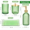 Haturi Bathroom Accessories Set, 4 Pcs Green Glass Bathroom Accessory Set Complete w/Lotion Soap Dispenser, Toothbrush Holder, Qtip Holder, Vanity Tray, Gold Bathroom Decor, Gift for Home Apartment view 2