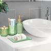 Haturi Bathroom Accessories Set, 4 Pcs Green Glass Bathroom Accessory Set Complete w/Lotion Soap Dispenser, Toothbrush Holder, Qtip Holder, Vanity Tray, Gold Bathroom Decor, Gift for Home Apartment view 3
