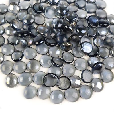 HappyFiller Grey Flat Glass Marbles 1 Lb, Glass Gems for Vase Filler