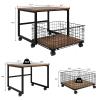 19.7"x19.7" Mobile Mini Fridge Stand with Large Storage Pull-Out Basket and Lockable Wheels Heavy Duty Compact Refrigerator Table Rolling Appliance Cart for Dorm Bedroom Apartment view 2