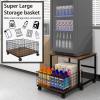 19.7"x19.7" Mobile Mini Fridge Stand with Large Storage Pull-Out Basket and Lockable Wheels Heavy Duty Compact Refrigerator Table Rolling Appliance Cart for Dorm Bedroom Apartment view 4