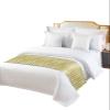 Abstract Minimalist Bed Runner Scarf Twin Size,Luxury Bed Throw Runners & Scarves for Twin Full Queen King Foot of Bed,Bedroom Wedding Room Decoration,Gold Geometric Metallic Gradient Stripes 71"x20" view 1