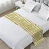 Abstract Minimalist Bed Runner Scarf Twin Size,Luxury Bed Throw Runners & Scarves for Twin Full Queen King Foot of Bed,Bedroom Wedding Room Decoration,Gold Geometric Metallic Gradient Stripes 71"x20" view 2