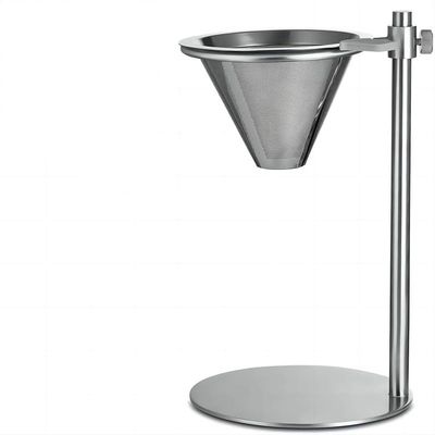 ASMEIR Stainless steel coffee hand pot drip holder, coffee holder with adjustable double filter, pour coffee directly into cup or thermos silver