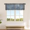 Abstract Valance Curtains for Kitchen/Living Room/Bathroom/Bedroom Window,Rod Pocket Small Topper Half Short Window Curtains Voile Sheer Scarf, Modern Ombre Blue Grey Minimalist Gold Stripes 54"x18" view 2