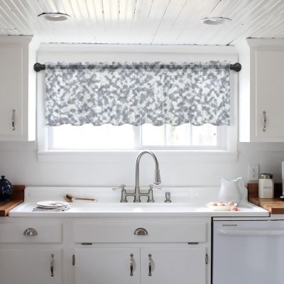 Abstract Grey Valance Curtains for Kitchen/Living Room/Bathroom/Bedroom Window,Rod Pocket Small Topper Half Short Window Curtains Voile Sheer Scarf, Modern Minimalist Geometric Aesthetics Art 54"x18"