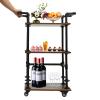 YIYIONCE 3-Tier Industrial Rolling Bar Cart, Beverage Cart, Bar Shelves for Liquor Bottles, Wine Rack Carts on Wheels with Storage, Carts for Bar, Garden,Office & Kitchen (Brown) | US Stock view 1