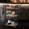 YIYIONCE 3-Tier Industrial Rolling Bar Cart, Beverage Cart, Bar Shelves for Liquor Bottles, Wine Rack Carts on Wheels with Storage, Carts for Bar, Garden,Office & Kitchen (Brown) | US Stock view 3