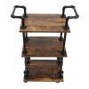 YIYIONCE 3-Tier Industrial Rolling Bar Cart, Beverage Cart, Bar Shelves for Liquor Bottles, Wine Rack Carts on Wheels with Storage, Carts for Bar, Garden,Office & Kitchen (Brown) | US Stock view 4