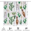 Watercolor Lovely Alpaca 4 Pcs Waterproof Shower Curtain Set,Rustic Western Farmhouse Tropical Desert Succulent Cactus with Waterproof Toilet Cover Shower Mat Rugs view 2