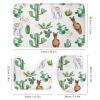 Watercolor Lovely Alpaca 4 Pcs Waterproof Shower Curtain Set,Rustic Western Farmhouse Tropical Desert Succulent Cactus with Waterproof Toilet Cover Shower Mat Rugs view 3