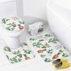 Watercolor Lovely Alpaca 4 Pcs Waterproof Shower Curtain Set,Rustic Western Farmhouse Tropical Desert Succulent Cactus with Waterproof Toilet Cover Shower Mat Rugs view 4