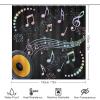 Fantasy Music Note Theme 4 Pieces Shower Curtain Set,Abstract Modern Rainbow Colorful Symbol Design Non-Slip Rugs Toilet Lid Cover Bath Mat and Bathroom Curtain view 2