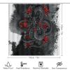 The Ancient Dragon of The East 4 Pcs Waterproof Shower Curtain Set,The Mysterious Black Dragon Asian Abstract Art Style with Waterproof Toilet Cover Shower Mat Rugs view 2