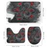 The Ancient Dragon of The East 4 Pcs Waterproof Shower Curtain Set,The Mysterious Black Dragon Asian Abstract Art Style with Waterproof Toilet Cover Shower Mat Rugs view 3